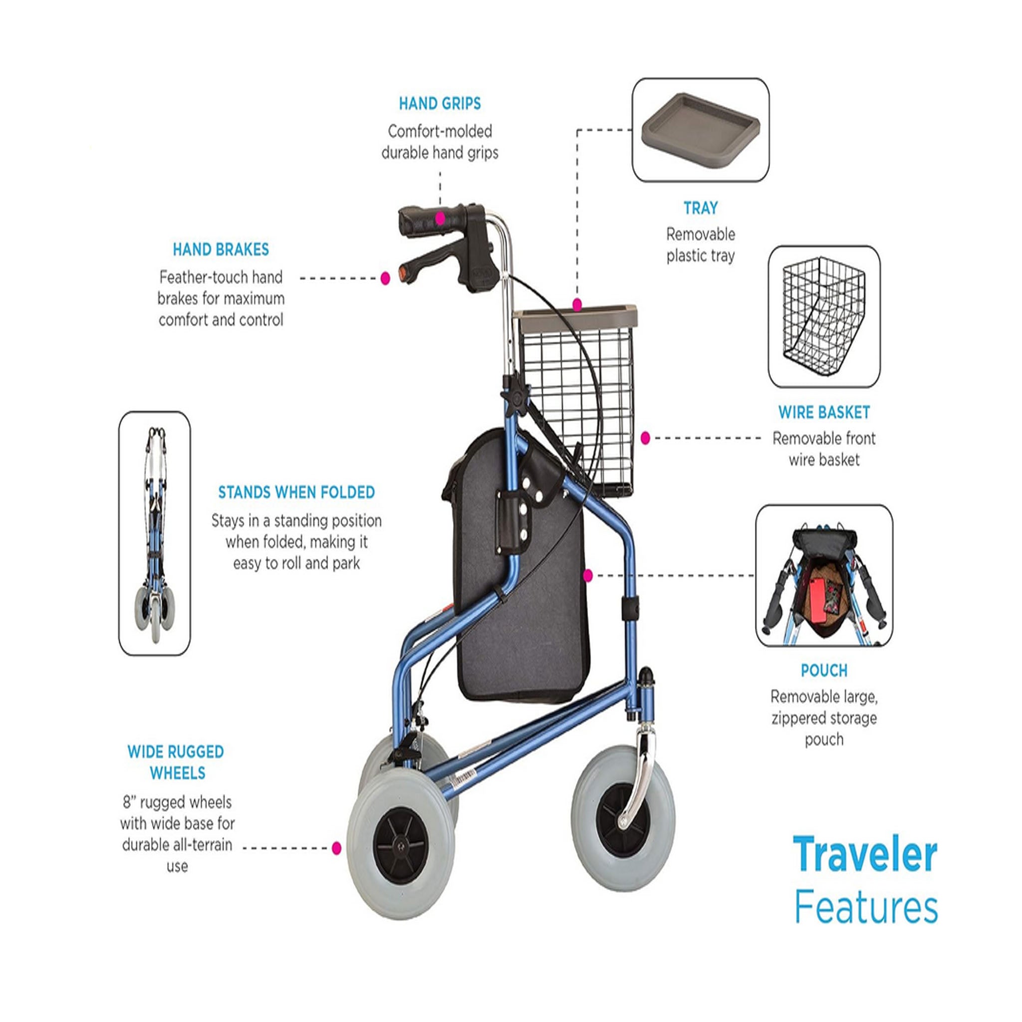 Traveler 3-Wheeled Walker by Nova